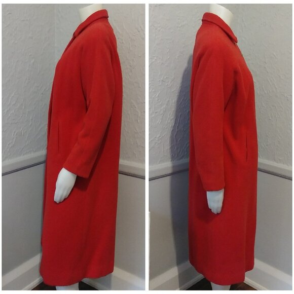 Vintage Red Long Fall Winter Coat by Bonwit Teller - Picture 5 of 6